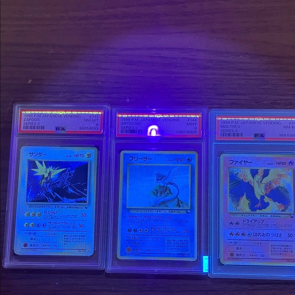 Japanese Vending Series 2 1998 Pokémon Zapdos,Articuno and Moltres! PSA graded!